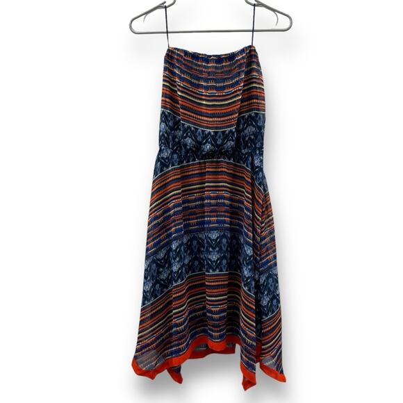 Anthropologie Maeve Urcos Handkerchief Geometric Print Strapless Dress Size S - Picture 2 of 10